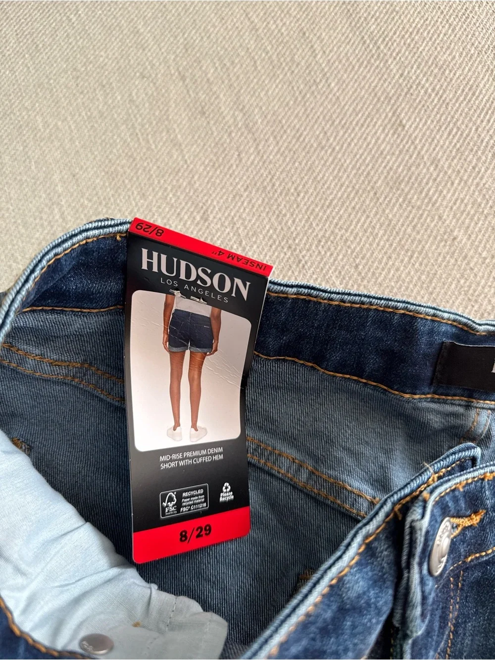 Dark Blue Denim Roll-Cuff Women's Shorts - Picture 2 of 4